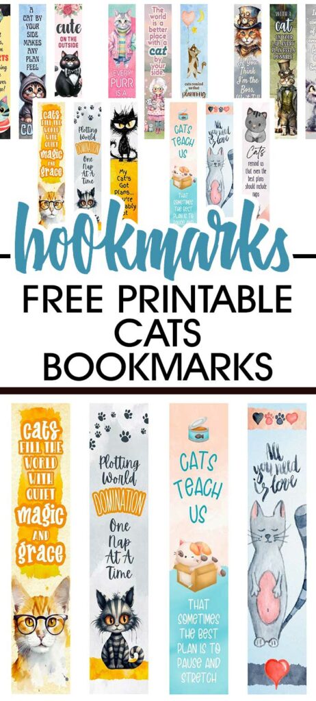 15 Curious Cats Bookmarks - Free Printable