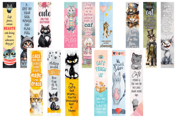 15 Curious Cats Bookmarks – Free Printable – Marketing Artfully