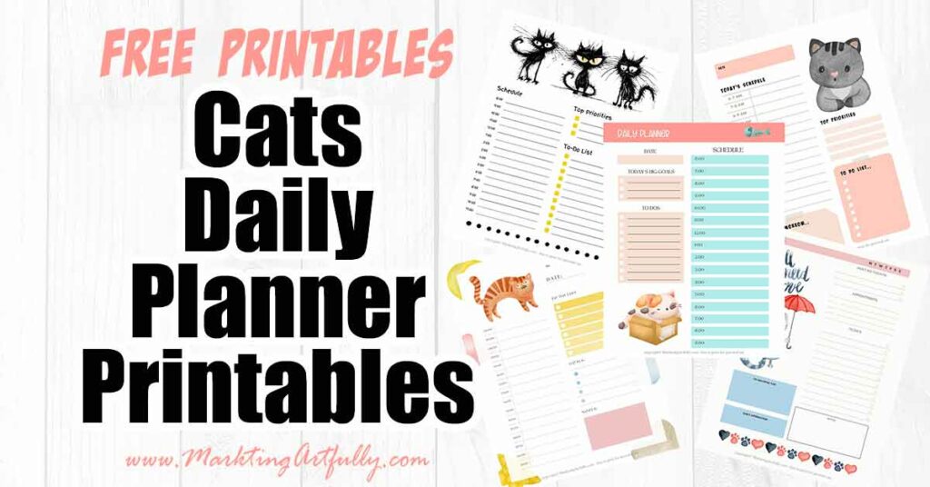 5 Printable Daily Planner Pages - Cats