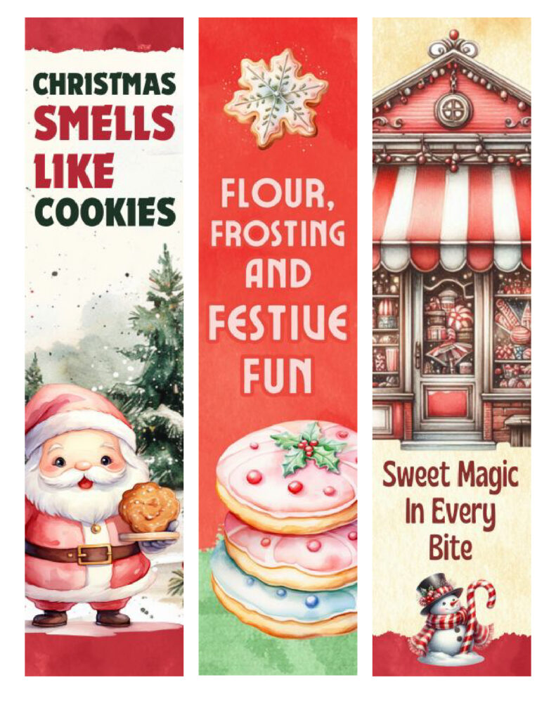 Candy Cane Bakery Bliss - Free Printable Xmas Bookmarks