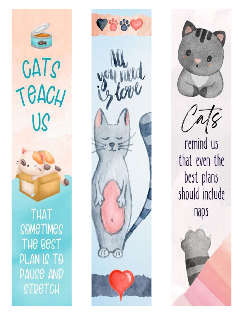 Whisker Whimsy and Serene Scribbles - Free Printable Bookmarks