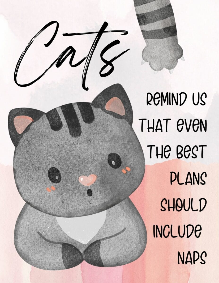 Gray and Pink Cats Planner - Free Printable