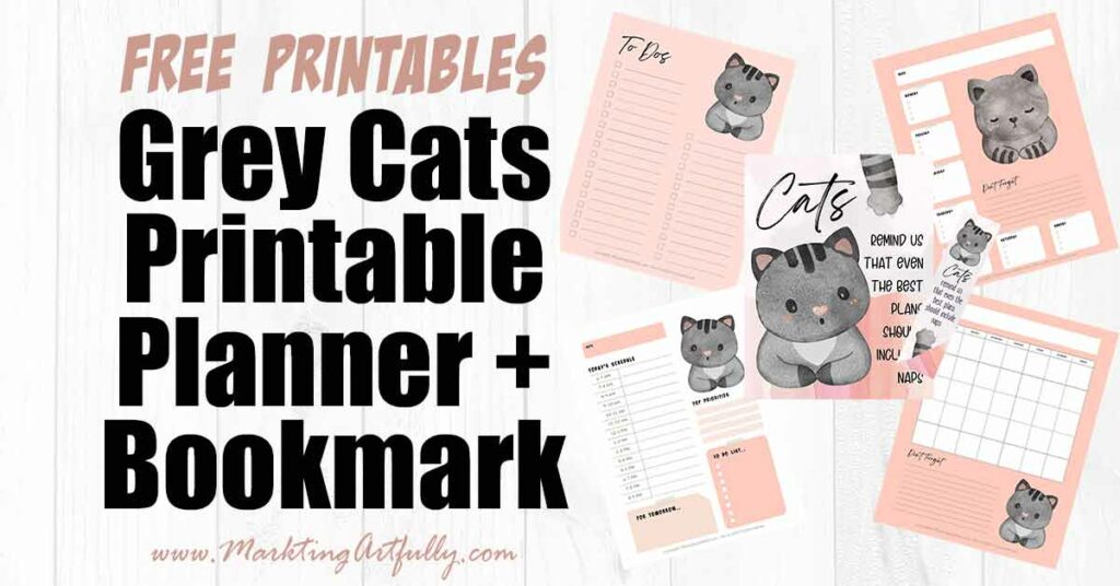 Gray and Pink Cats Planner - Free Printable 