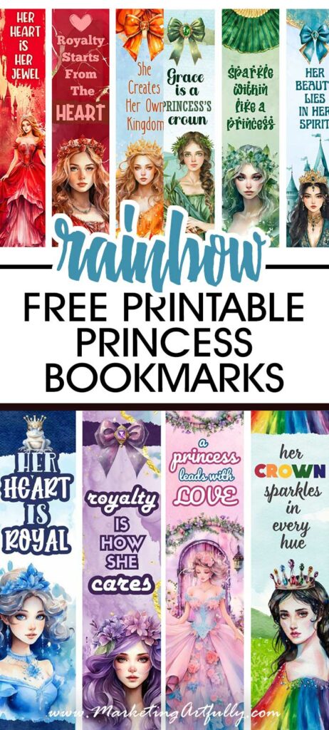 15 Free Printable Rainbow Princess Bookmarks