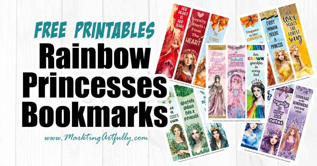 Free Printable Rainbow Princess Bookmarks
