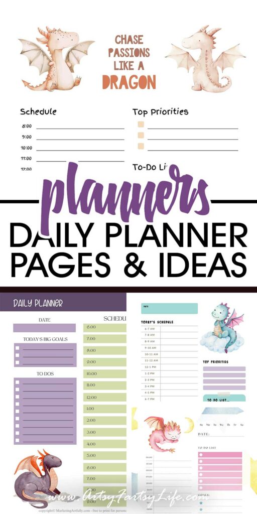 5 Cute Dragons Daily Planner Ideas