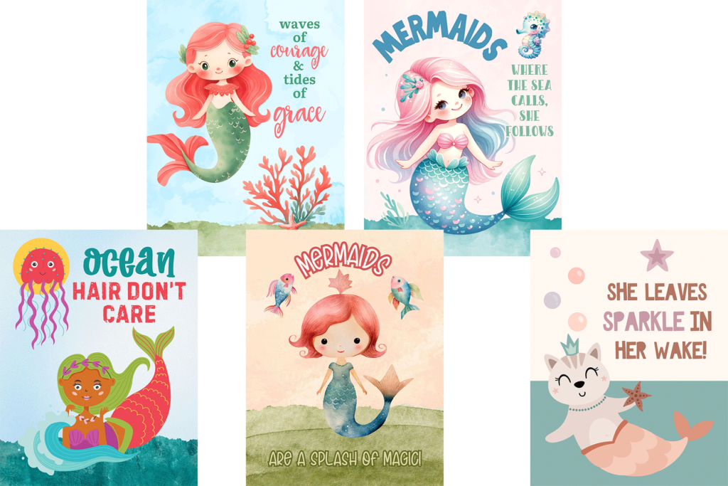 5 Free Mermaid Planner (or Journal) Covers
