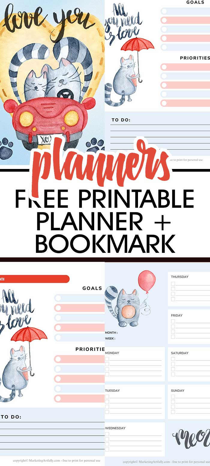 Love Cats Free Printable Planner