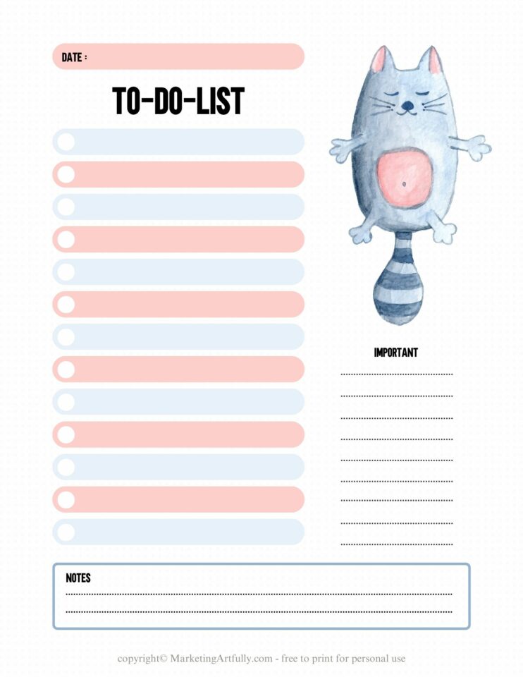 Love Cats Free Printable Planner