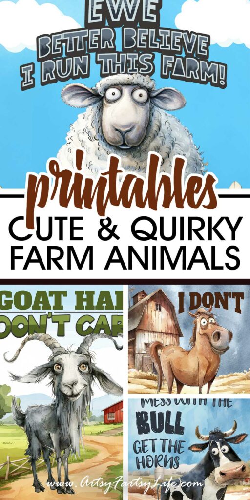 5 Quirky Farm Animal Printables: Fun Sayings for Planners, Journals and Wall Art!