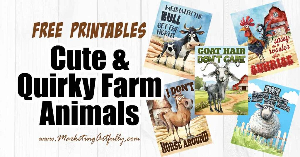 5 Quirky Farm Animal Printables: Fun Sayings for Planners, Journals and Wall Art!