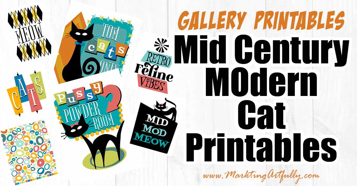Cute Mid Century Modern Cat Gallery Printables