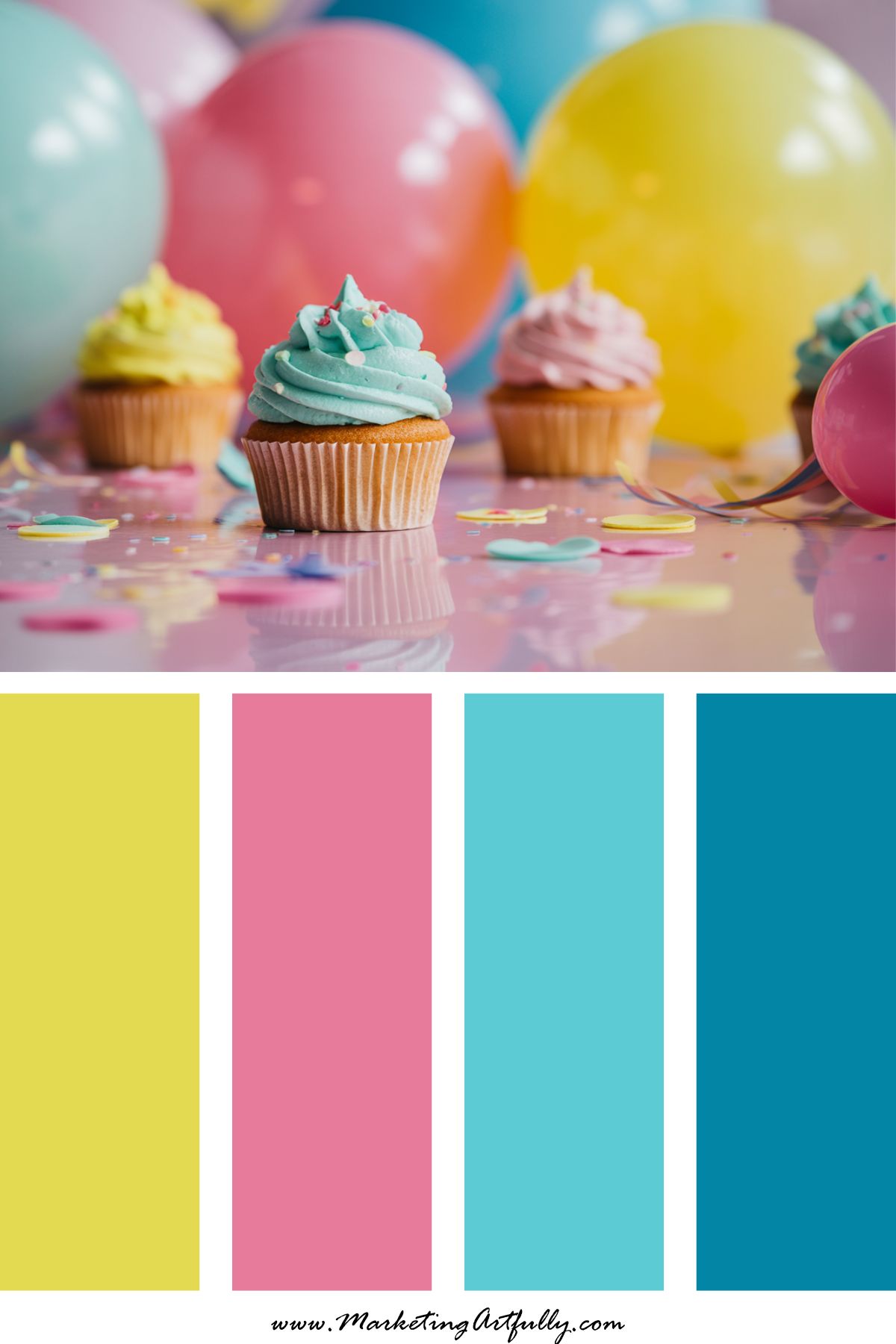 10. 🧁 Aqua + Bubblegum Pink + Lemon