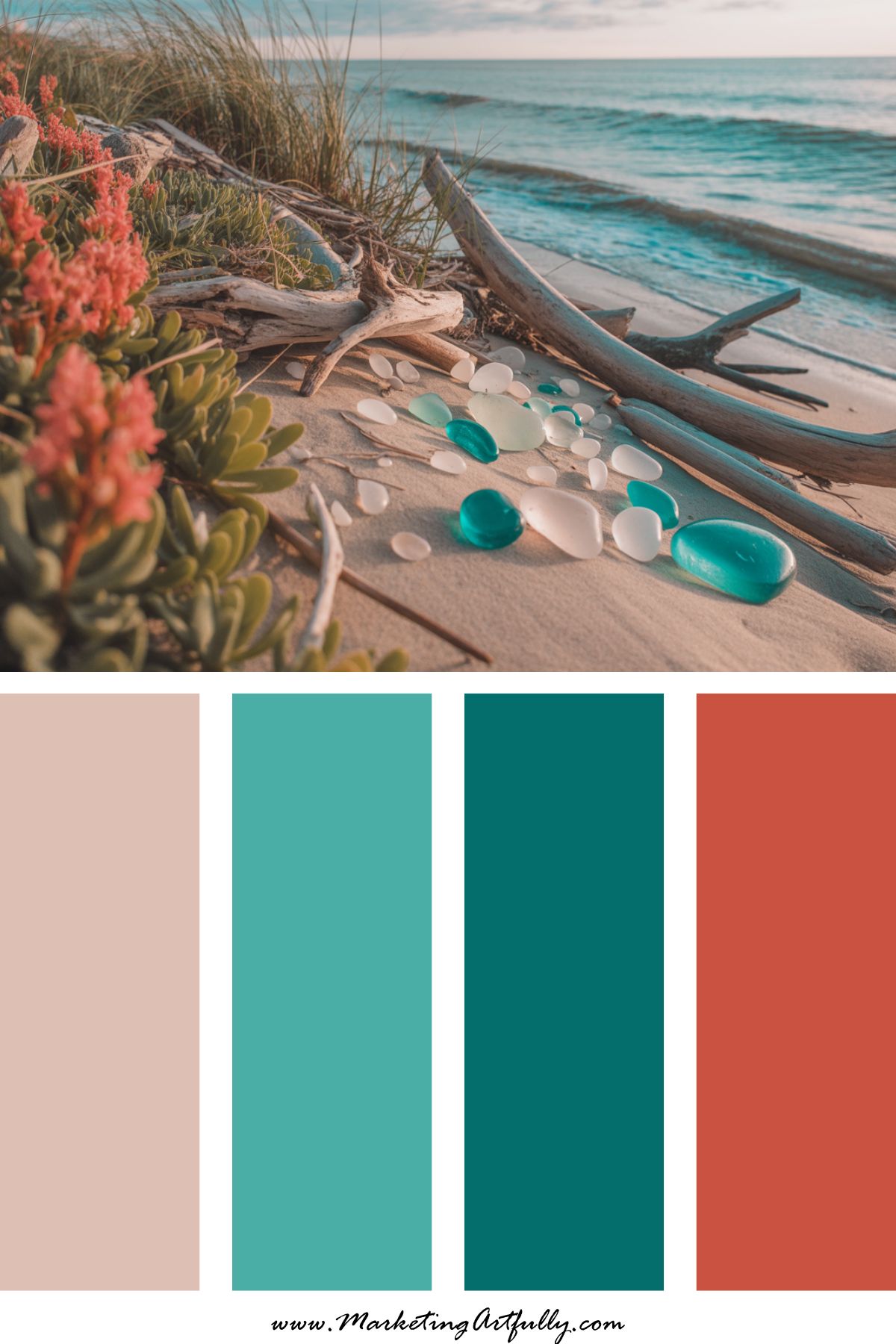 5. 🌼 Coral + Teal + Soft Cream