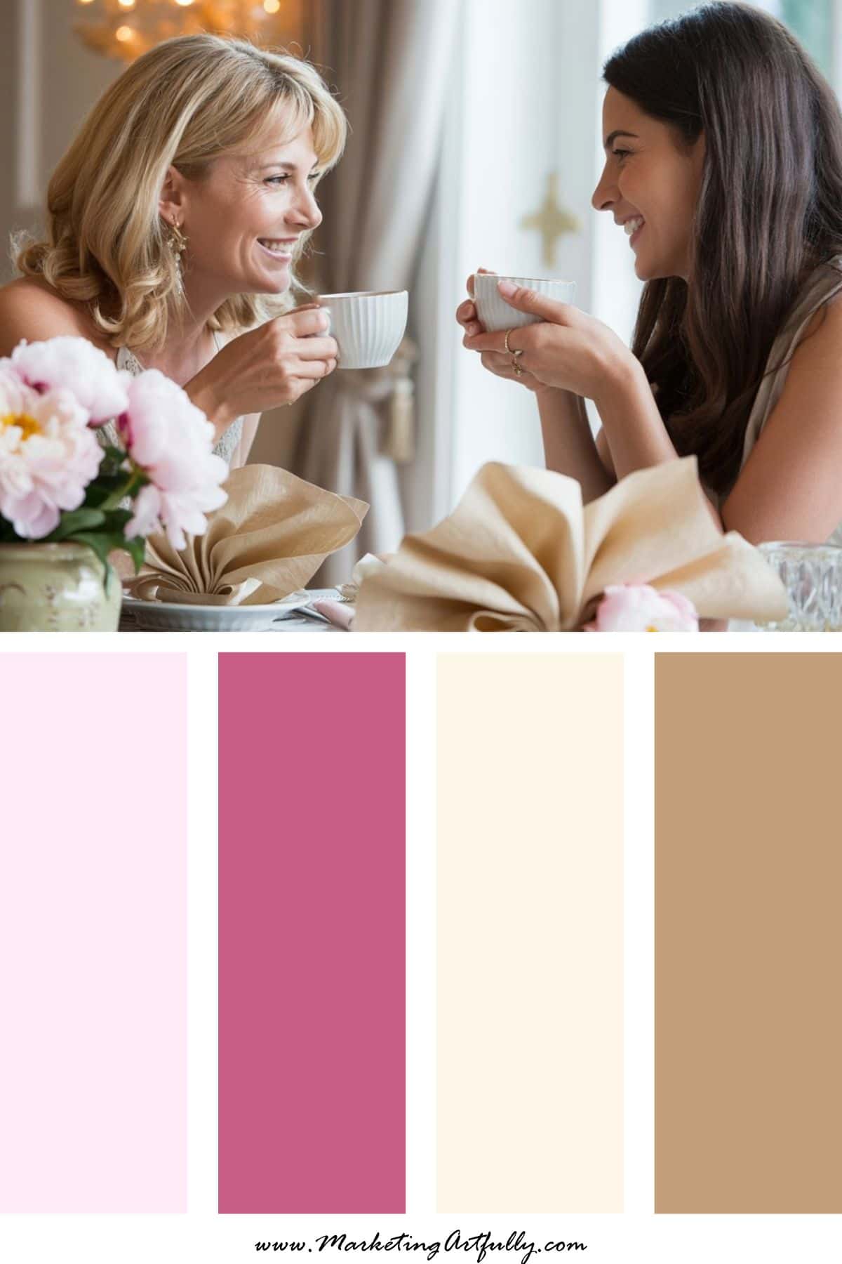 9 Mothers Day Palettes - 1. Rose Pink + Champagne + Cream