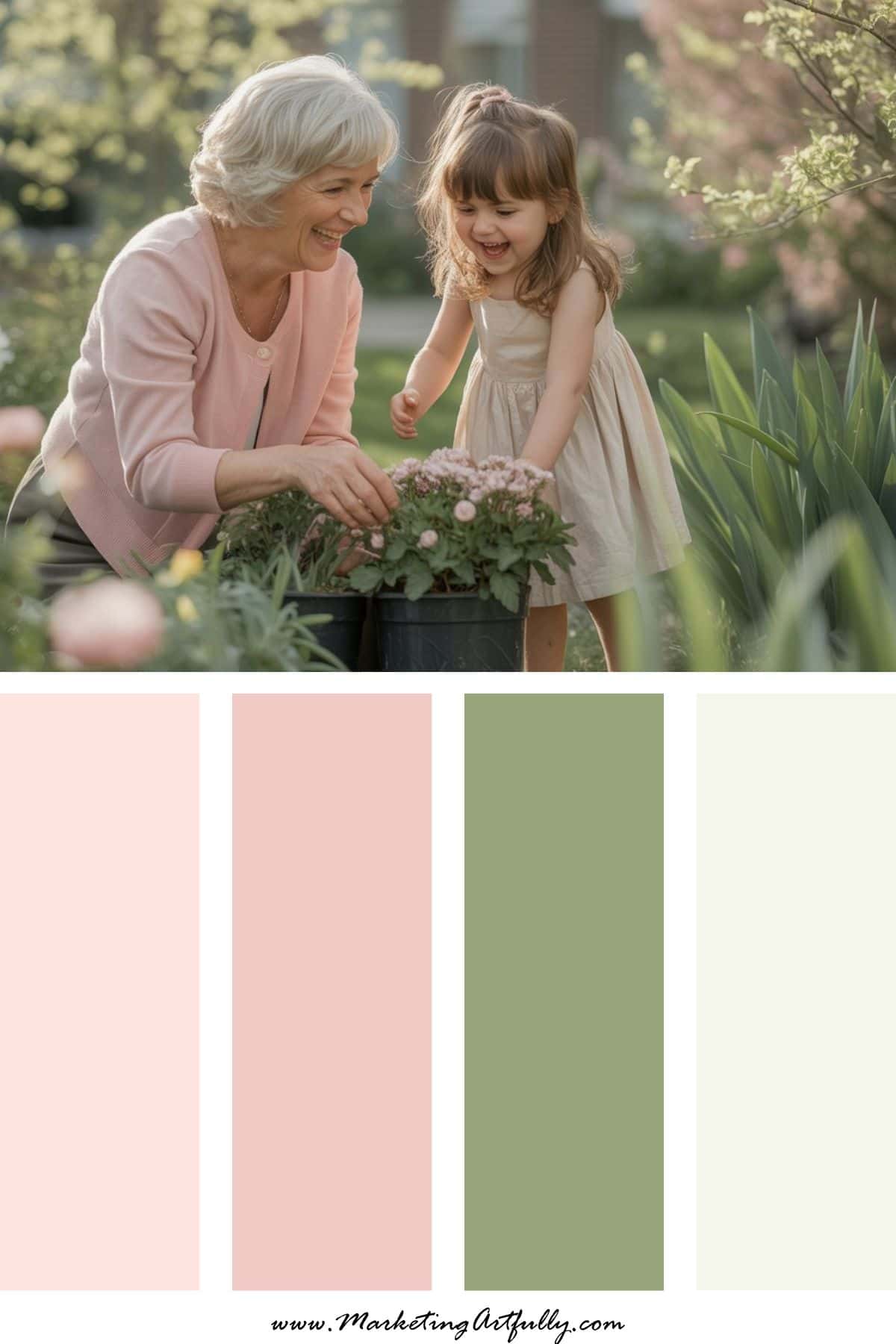9 Mothers Day Palettes - 2. Peony Pink + Sage + Ivory