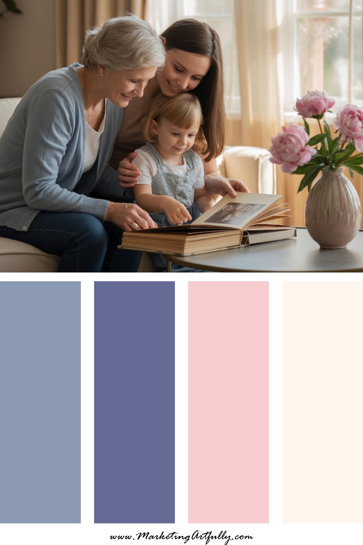 9 Mothers Day Color Palettes - 5. Dusty Blue + Soft Pink + Cream