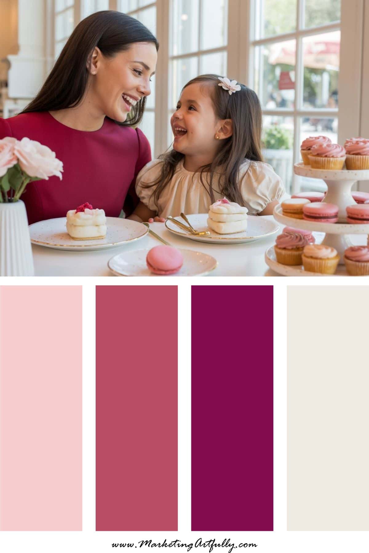 9 Mothers Day Color Palettes - 6. Raspberry + Petal Pink + Vanilla