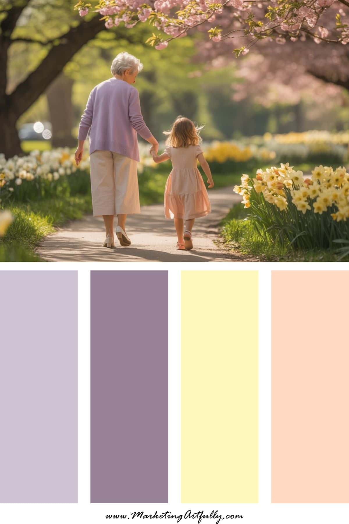 9 Mothers Day Color Palettes - 8. Lilac + Butter Yellow + Soft Peach