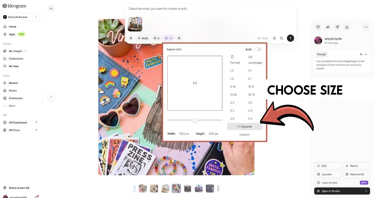 Choose social media aspect ratio